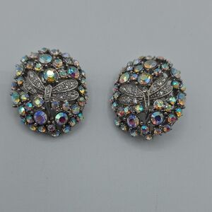 Suzanne Somers Design Aurora Crystal Dragonfly Clip-On Earrings